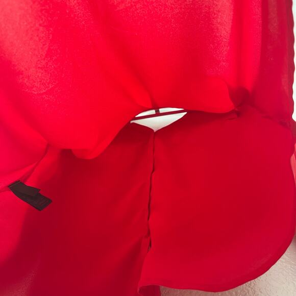 EXPRESS Womens Red The Portofino Shirt Button Down Blouse Top Size XS Workwear - Picture 7 of 8